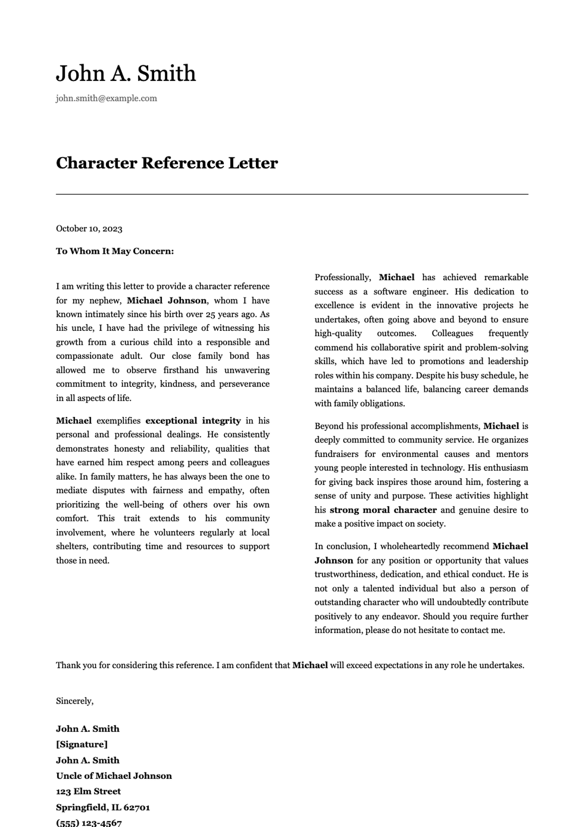 Family character reference letter template for James Thompson_variant_2